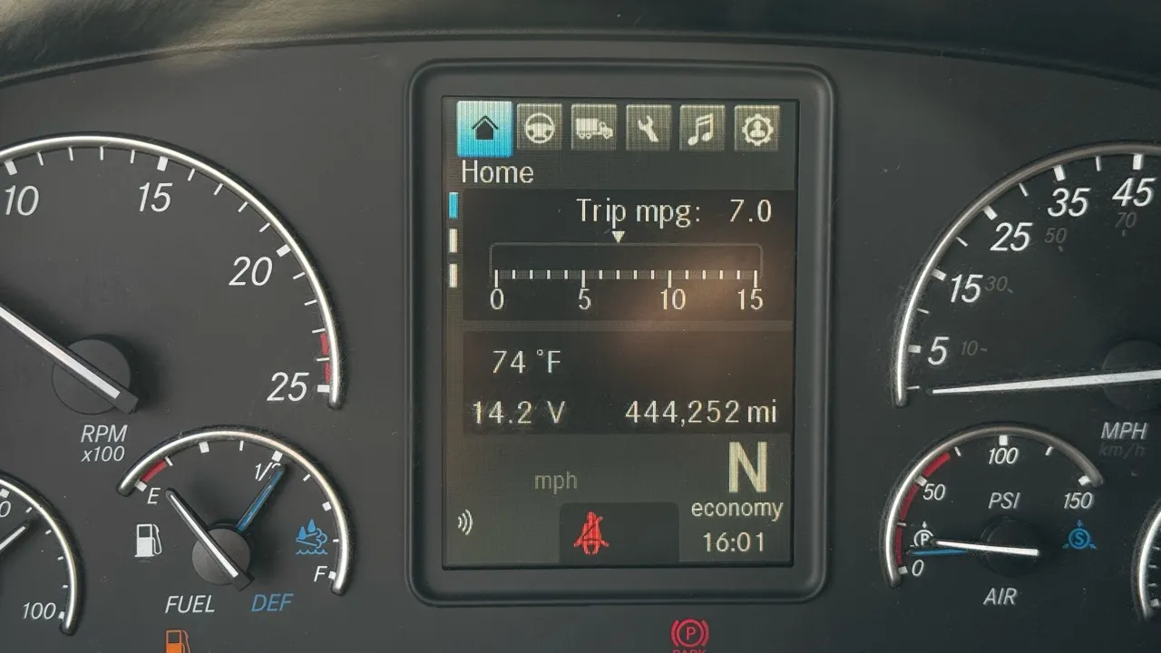 Truck instrument cluster with mileage, voltage and trip mpg